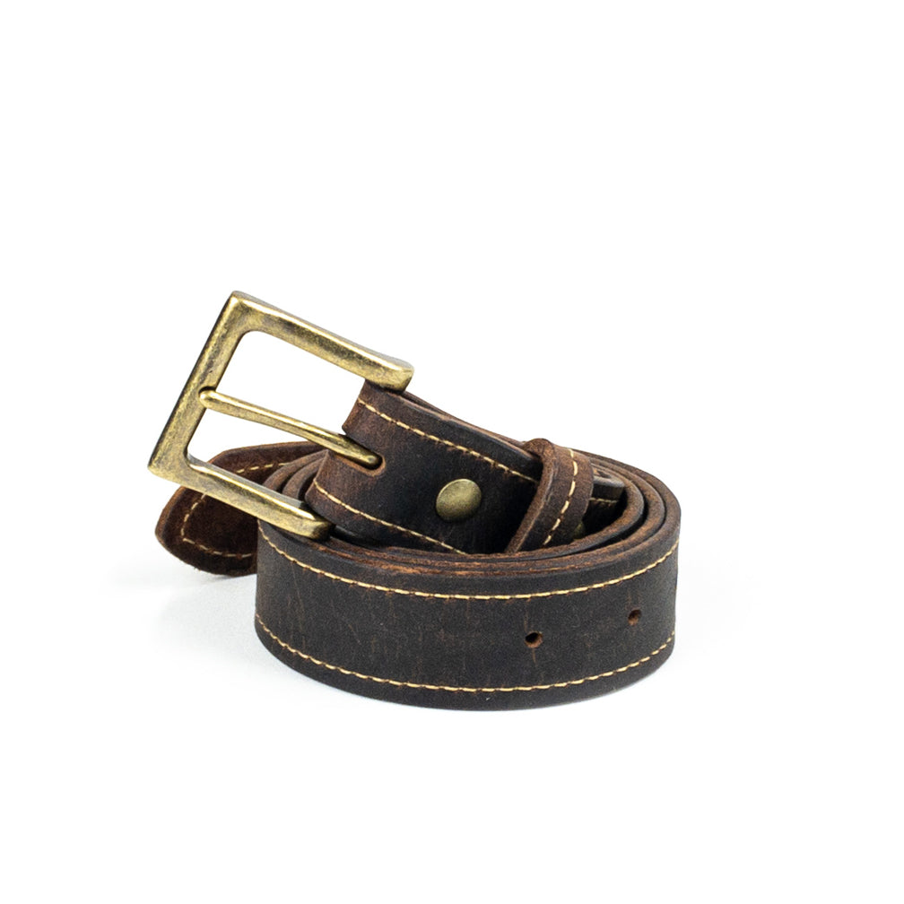 Custom brown buffalo leather belt