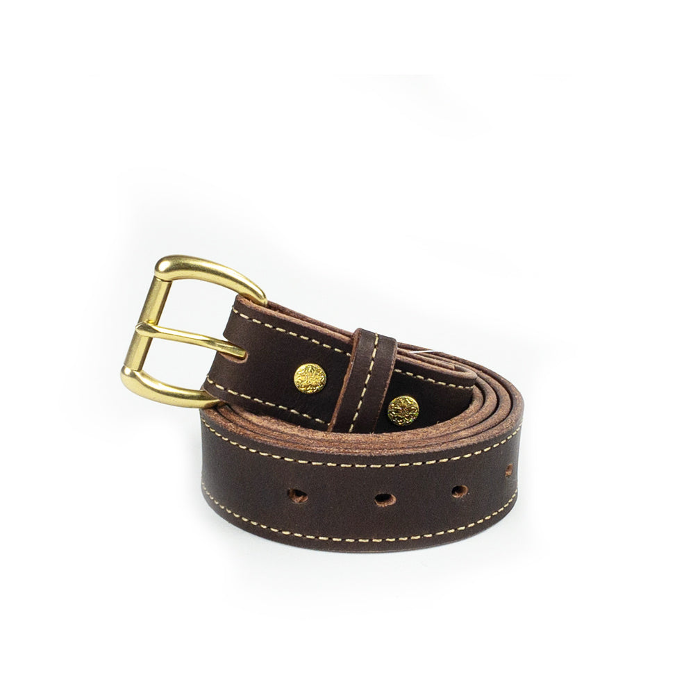 Custom brown leather belt