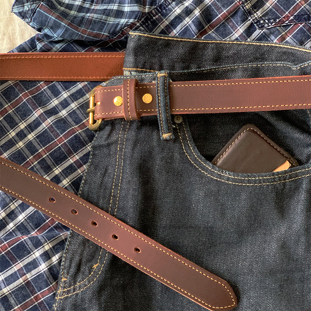 Brown custom sized leather belt