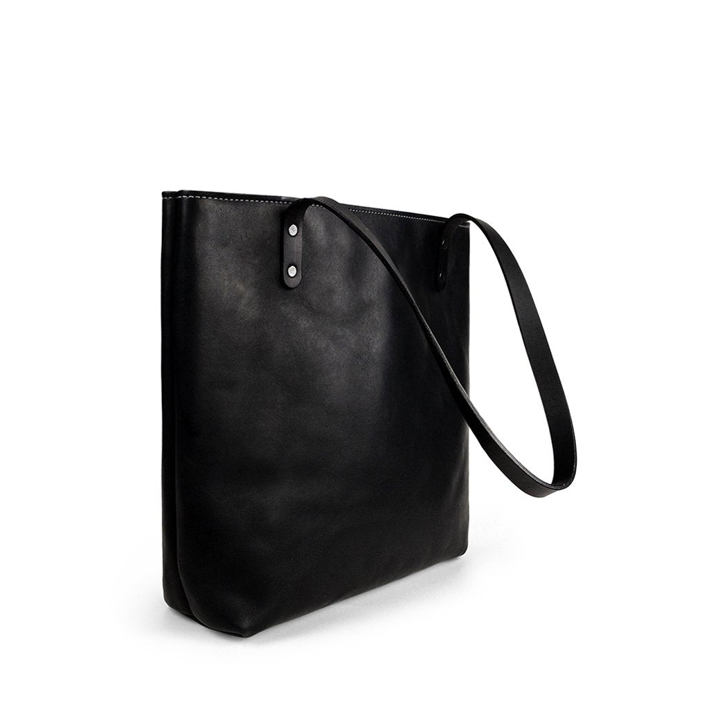 Handmade Leather tote bag for work | Black