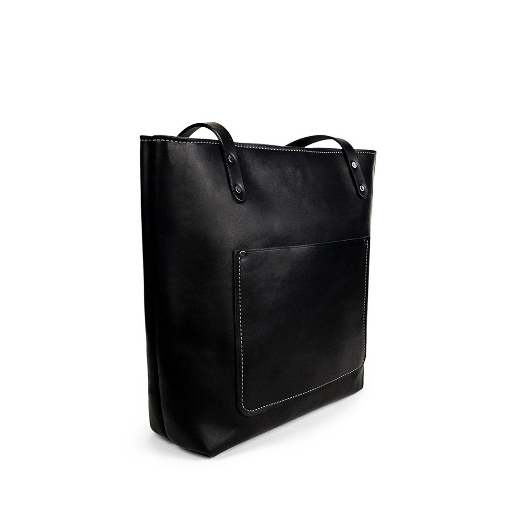 Leather tote bag for work | Black