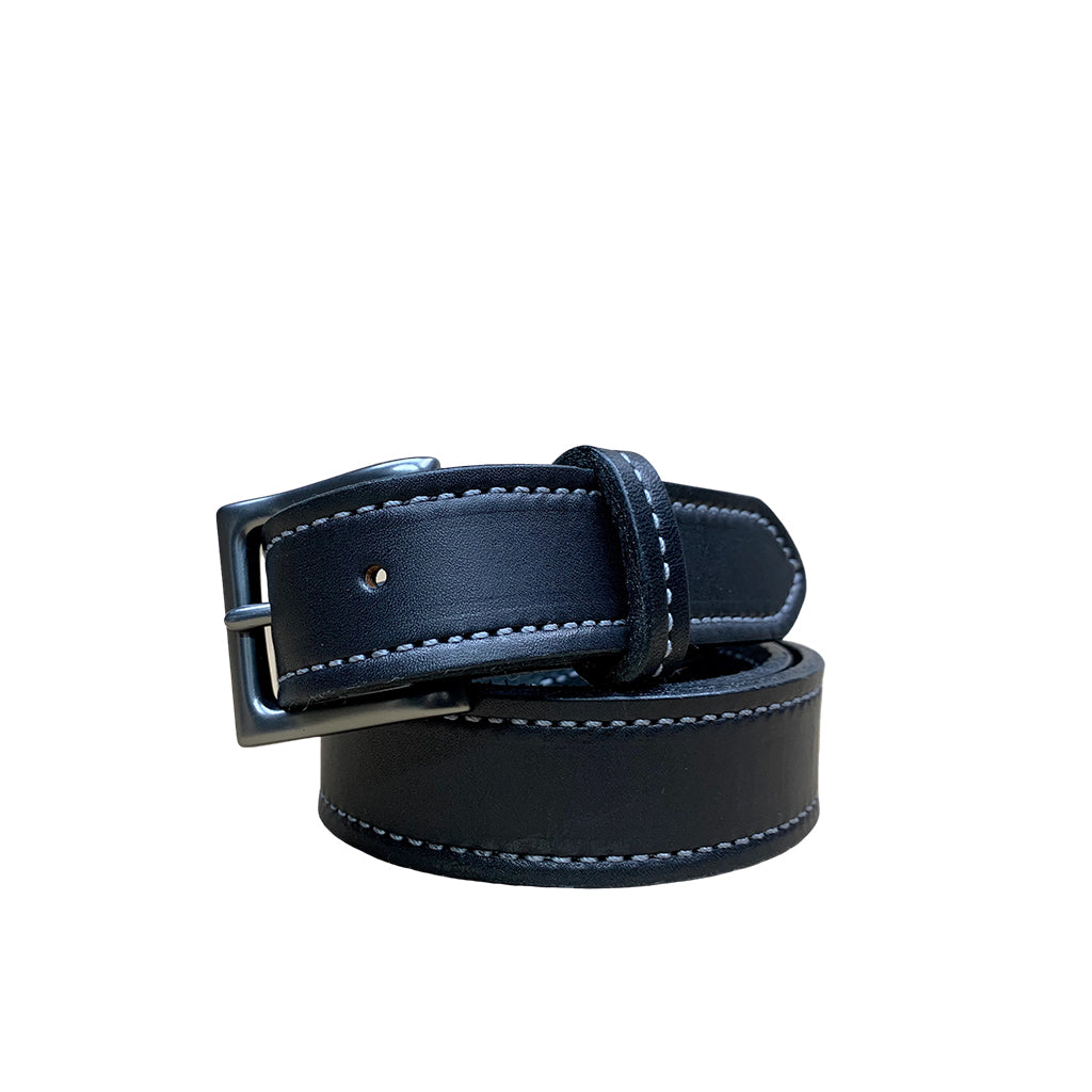  leather belt handmade Black Stitched