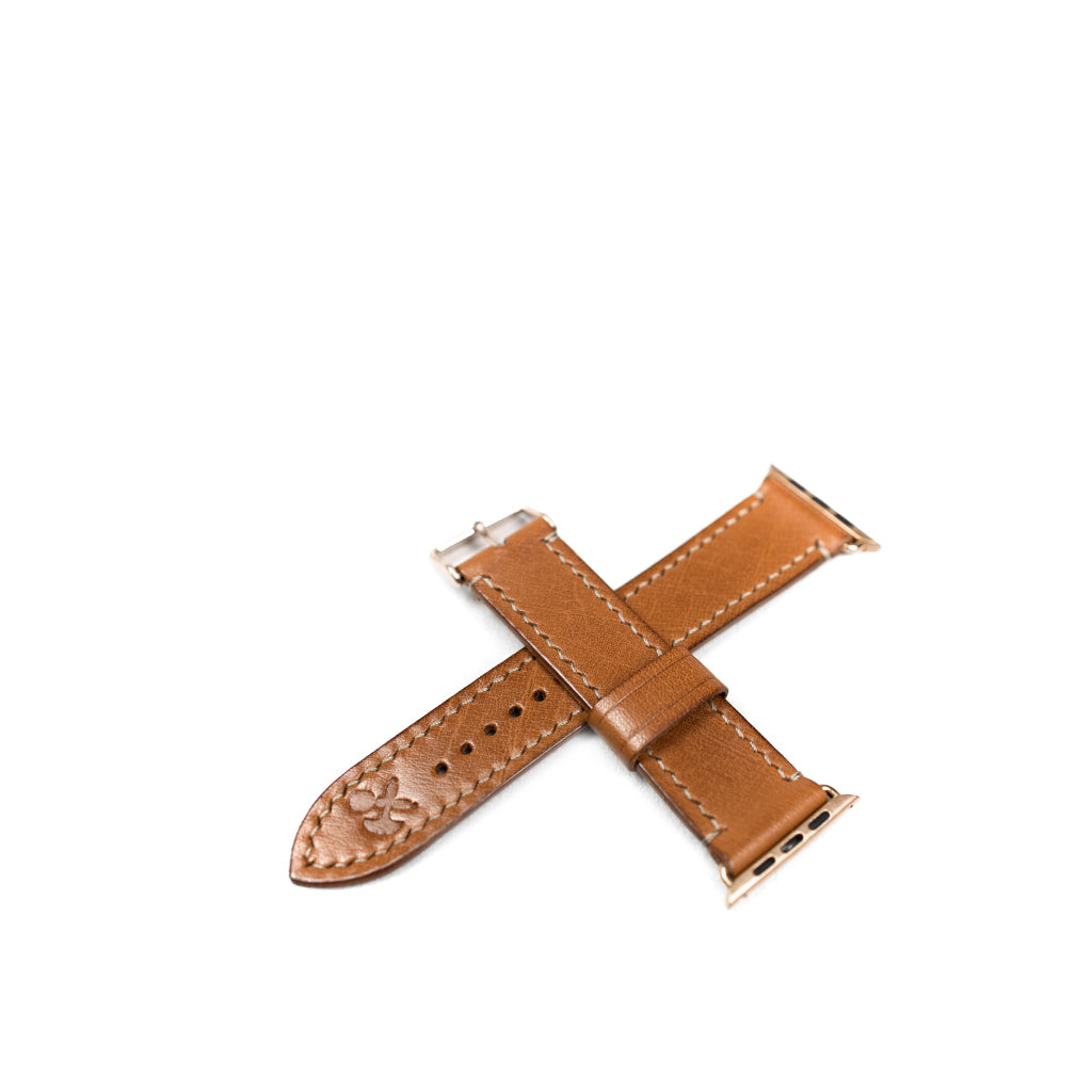 Tan Apple leather watch bands handmade