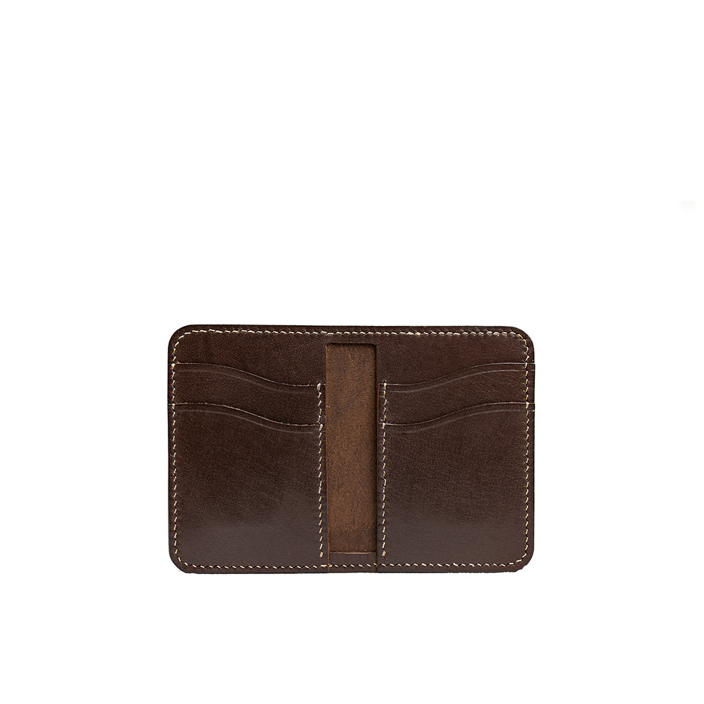 brown bifold vertical wallet