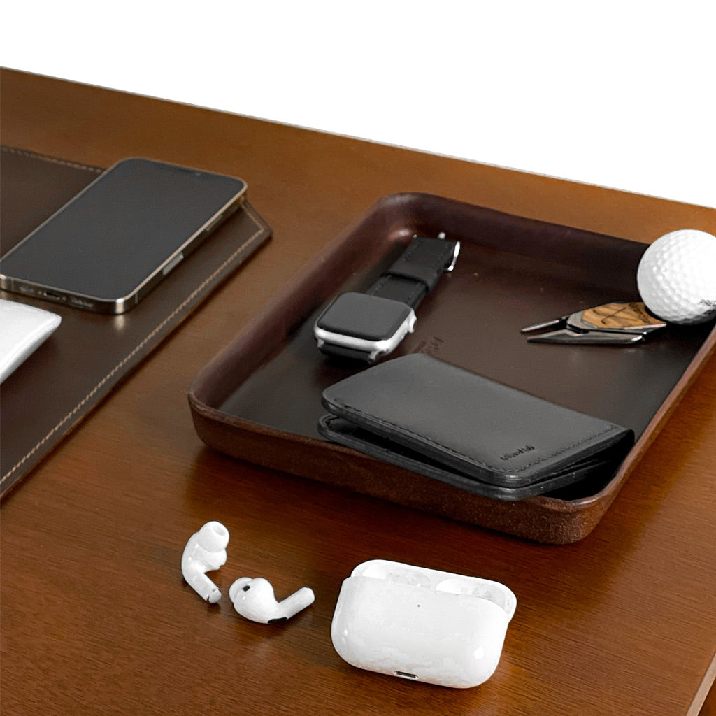 leather accessory tray