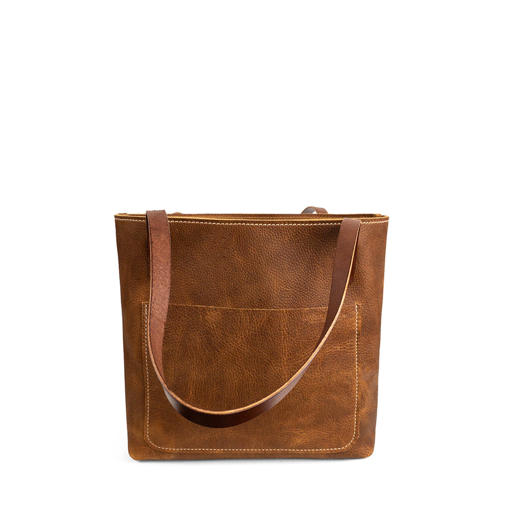 Classic Handmade Leather Market Tote | Milled Saddle