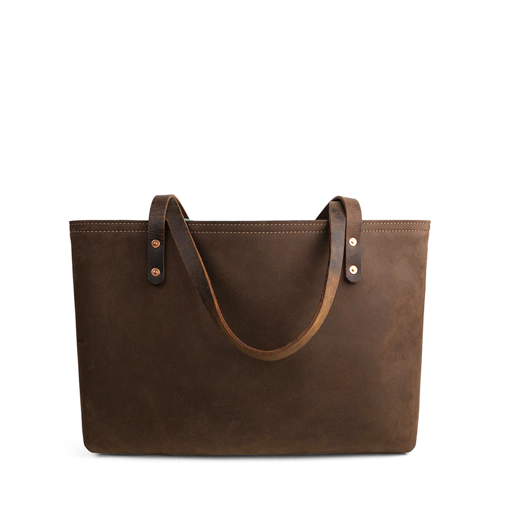 Brown Leather Work Tote Bag | Crazy Weather