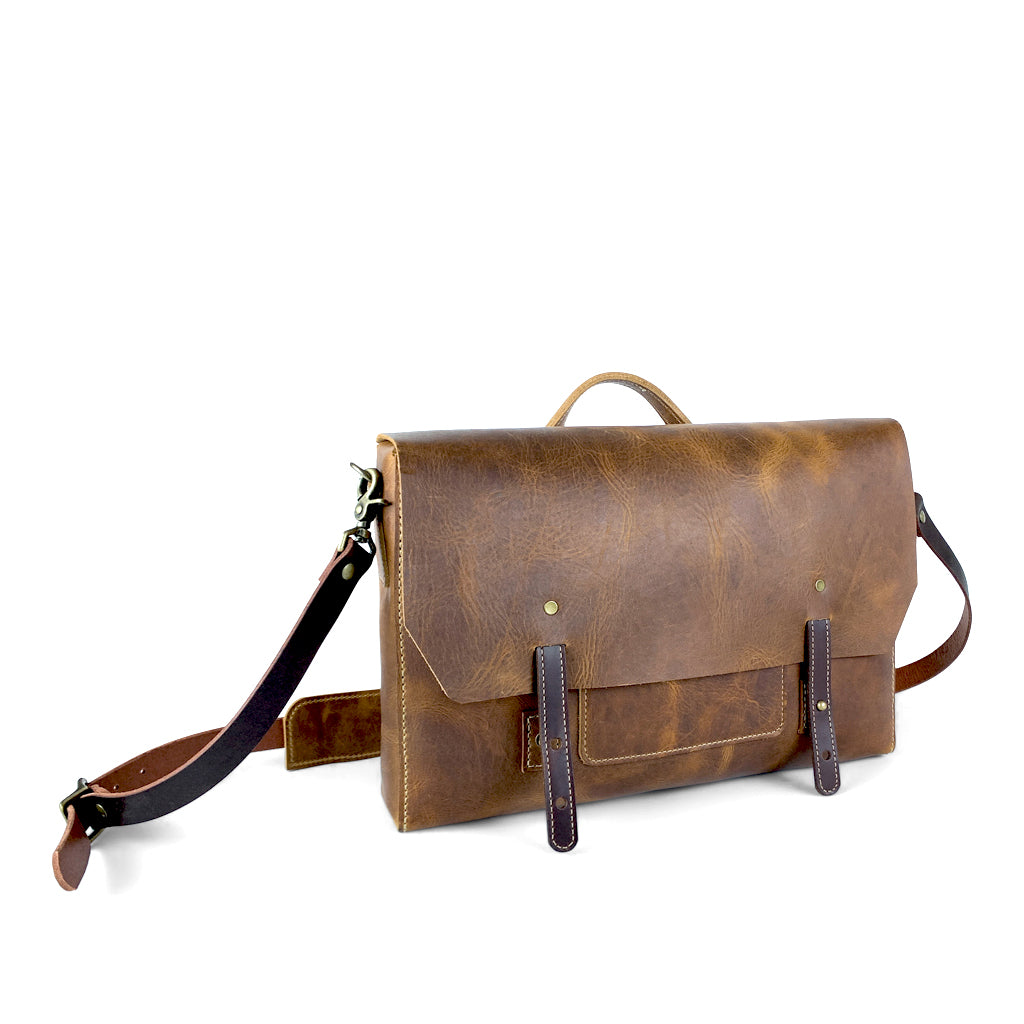 brown leather laptop messenger bag