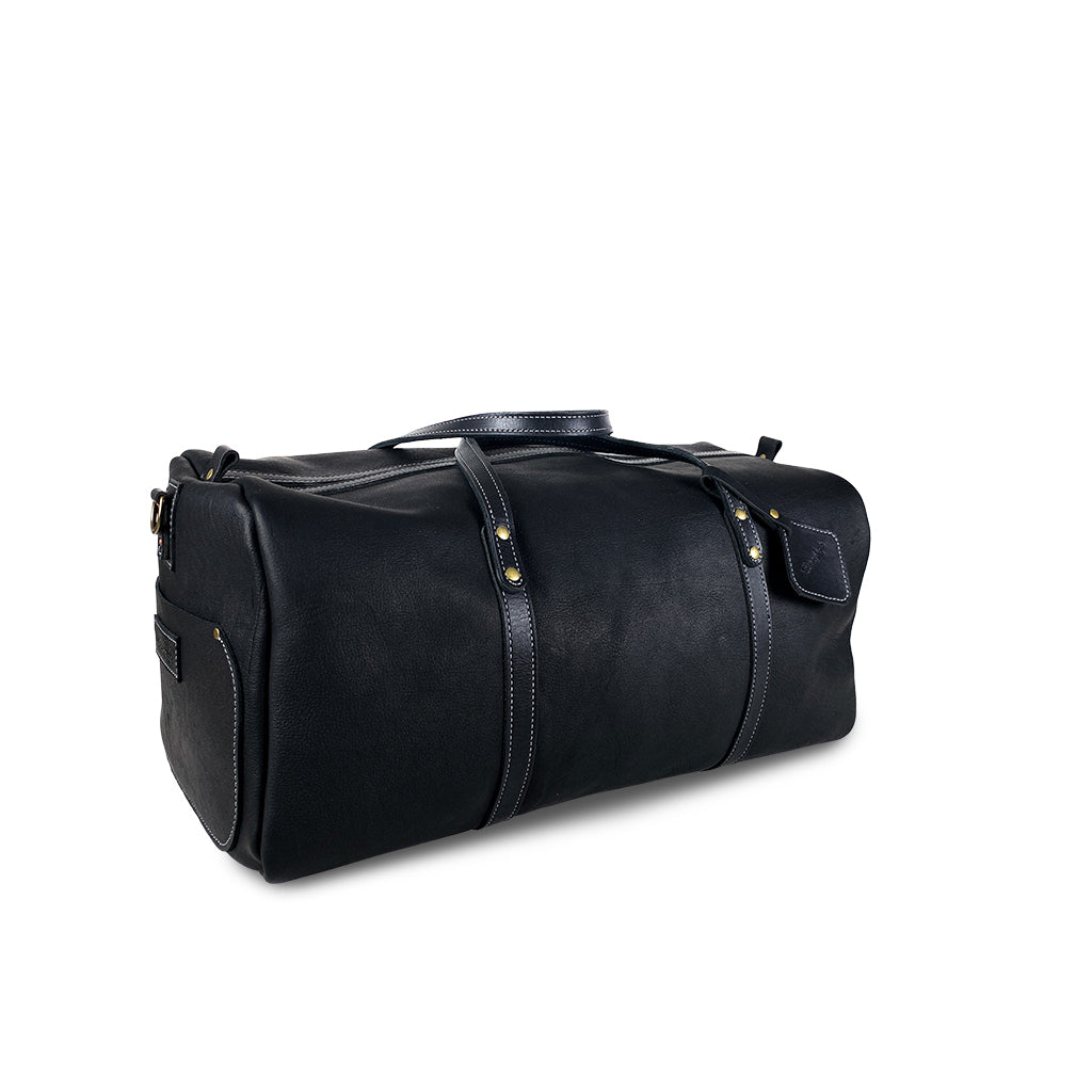 Black Montana Horween Leather Duffle Bag by Hooks Crafted Leather Co