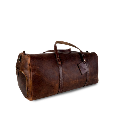Leather duffle bag brown