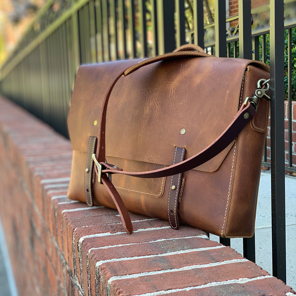 Brown Leather Laptop Messenger Bag