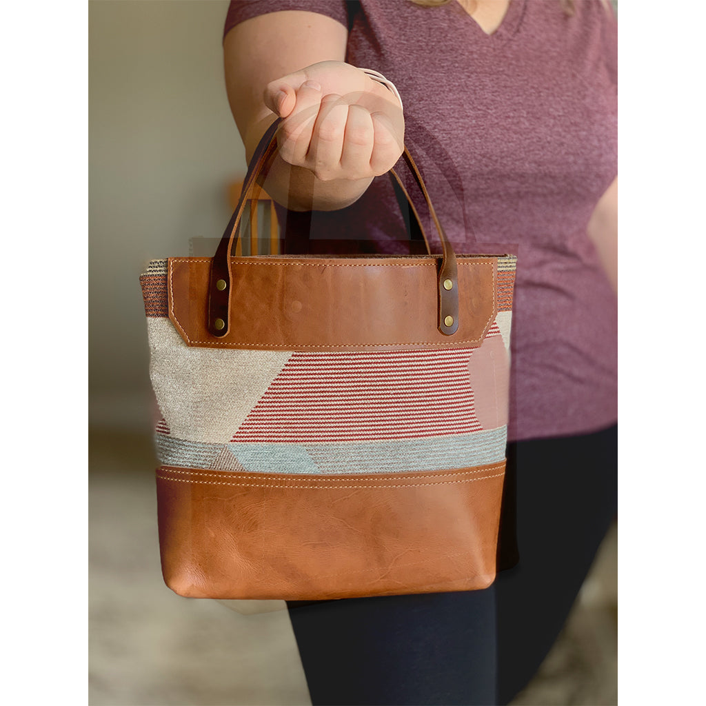 Small Leather and Fabric Tote Bags | Tan