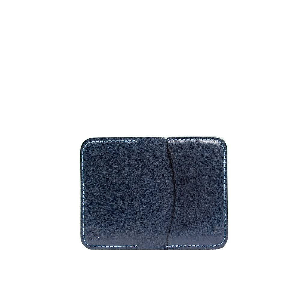 Leather Minimalist Card Holder Wallet | Navy Blue