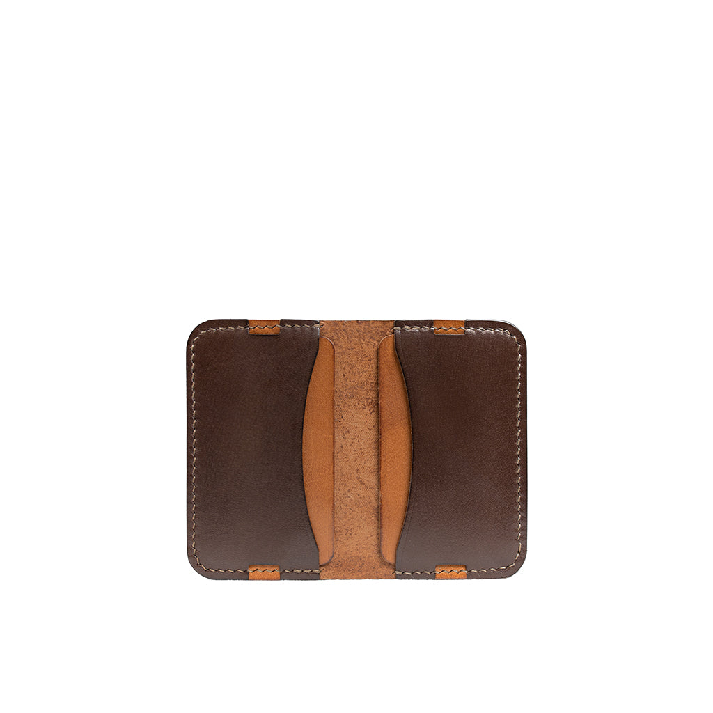 Leather minimalist card holder - brown