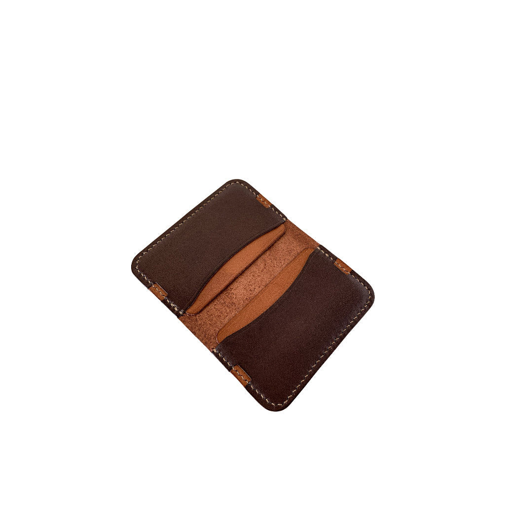 Leather minimalist card holder - dark brown