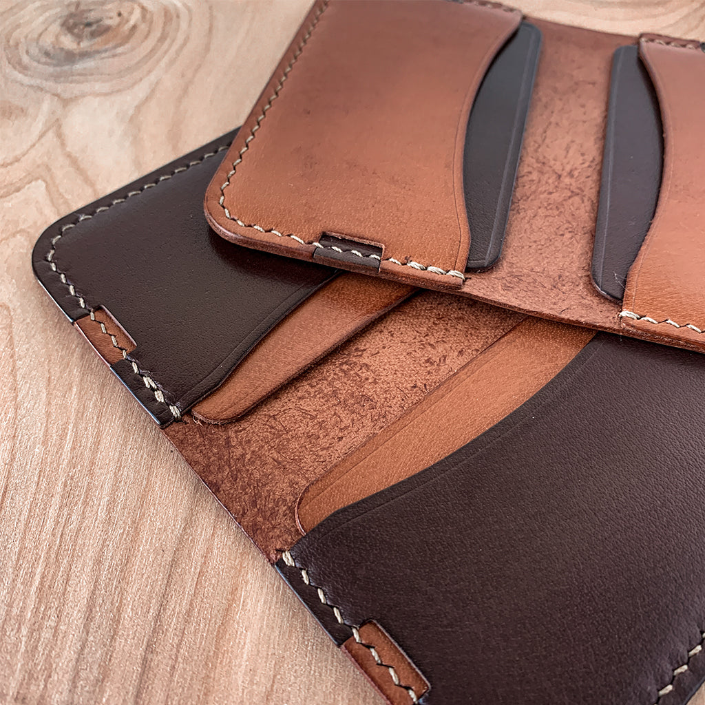 Leather minimalist card wallet- brown tan