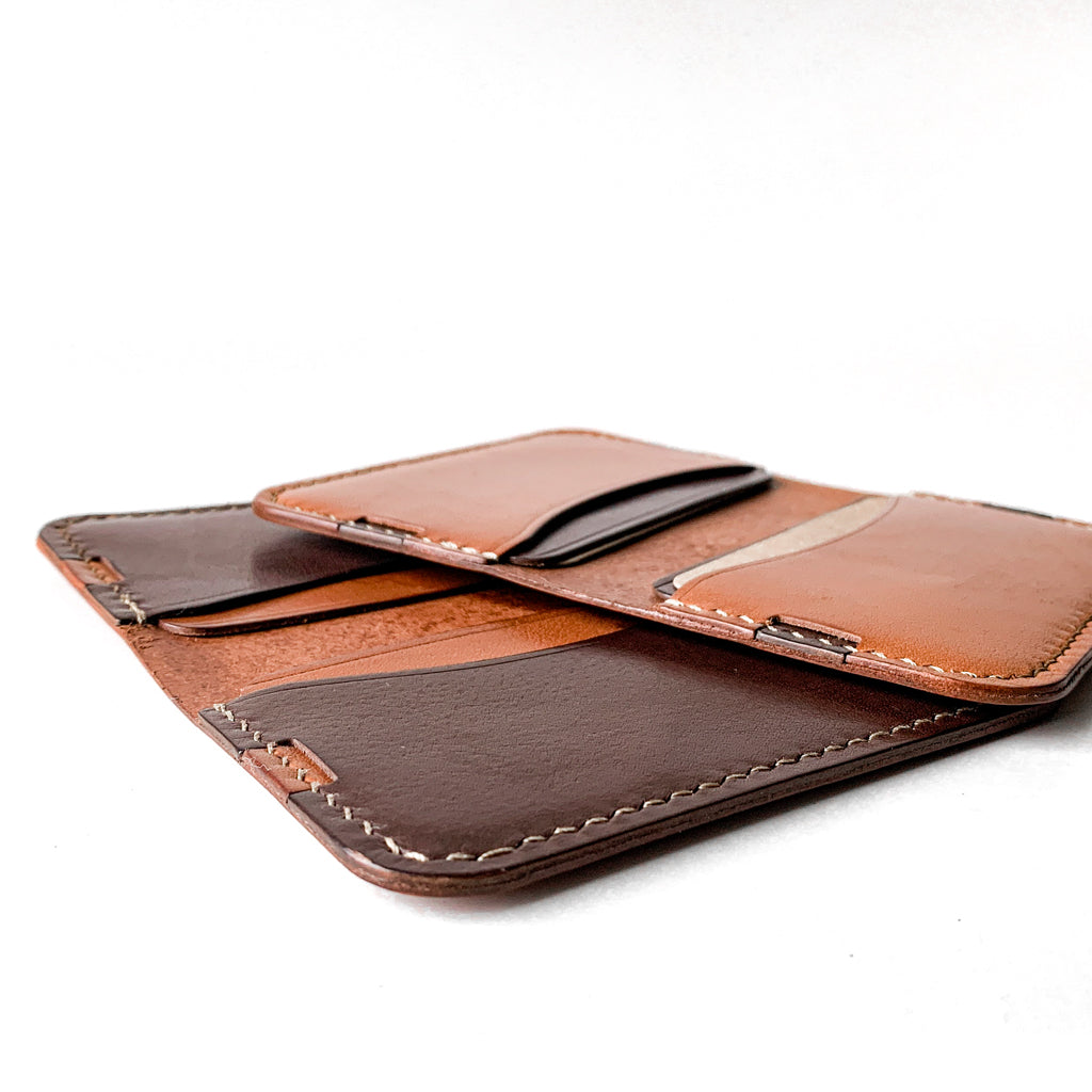 Leather minimalist card wallet- brown