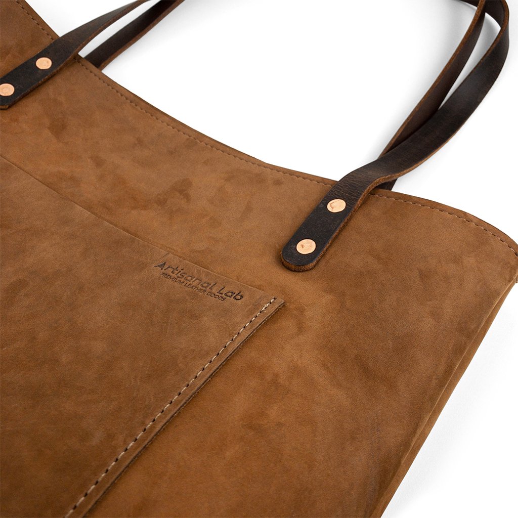 Leather Handmade tote work bag | Nubuck-01
