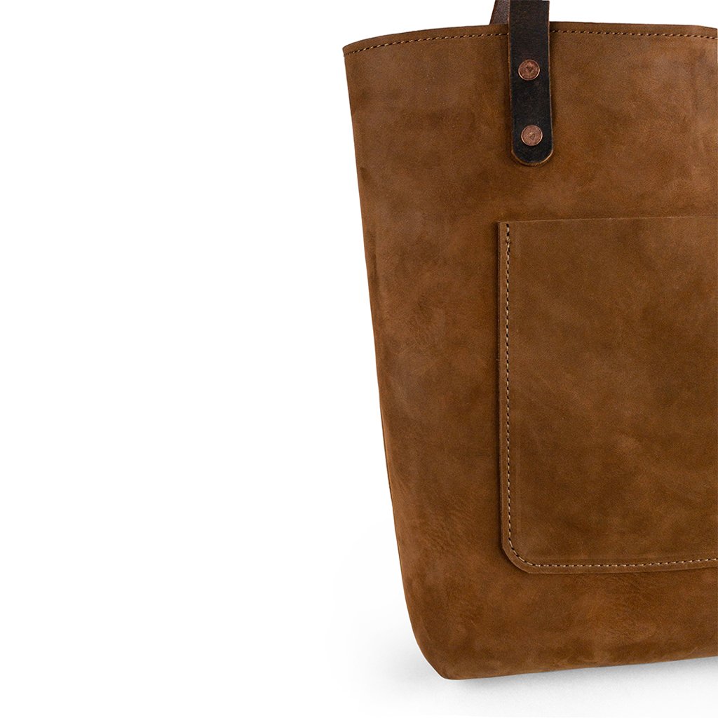 Details Leather Handmade tote work bag | Nubuck