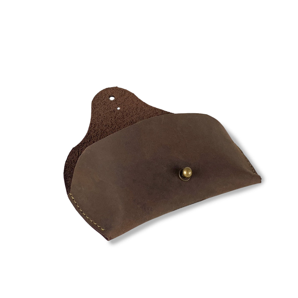 Brown leather sunglasses case