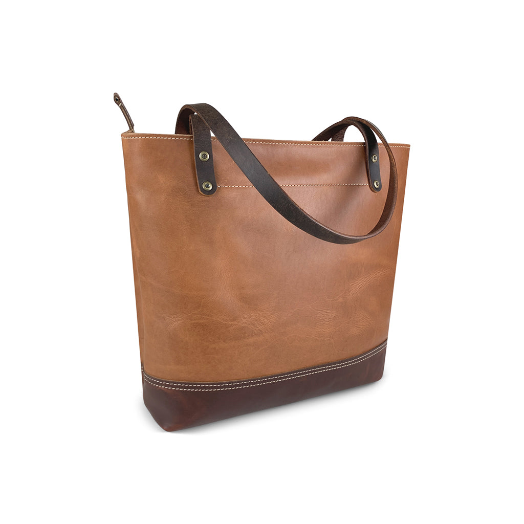 leather tote with zipper
