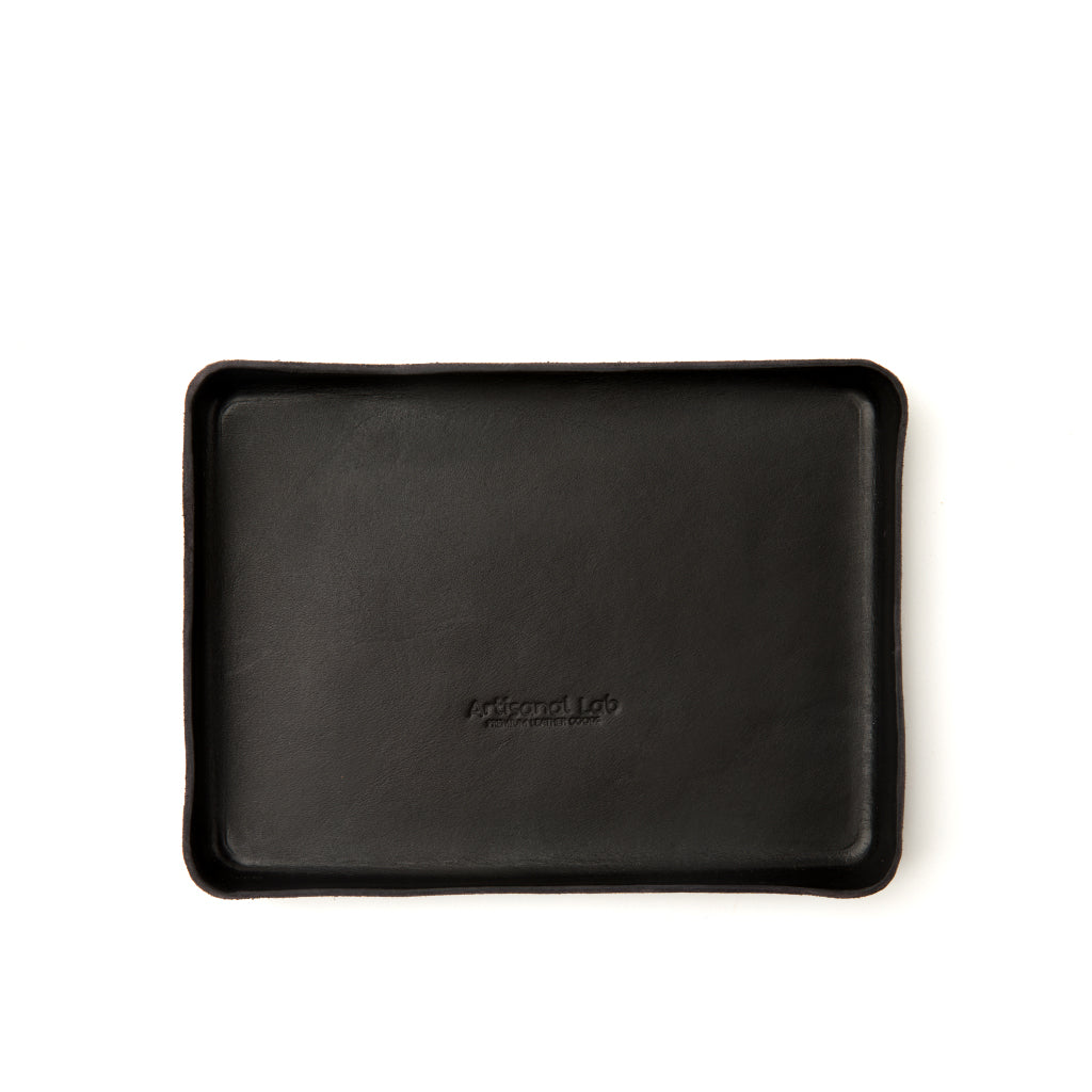 black leather catchall tray