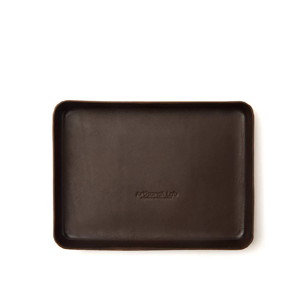 brown leather catchall tray