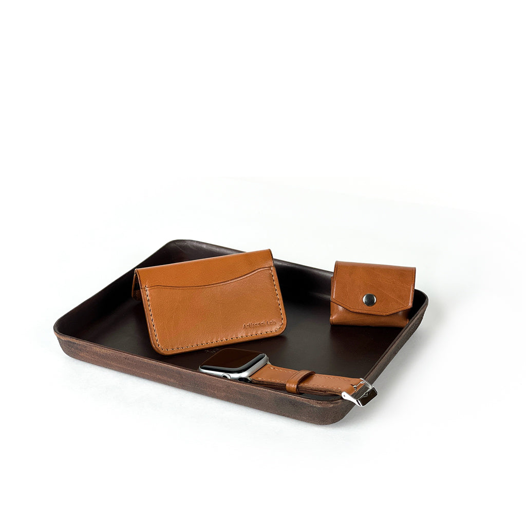 handmade leather tray