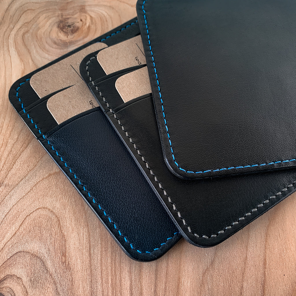 Leather Vertical Bifold Card wallet | Black