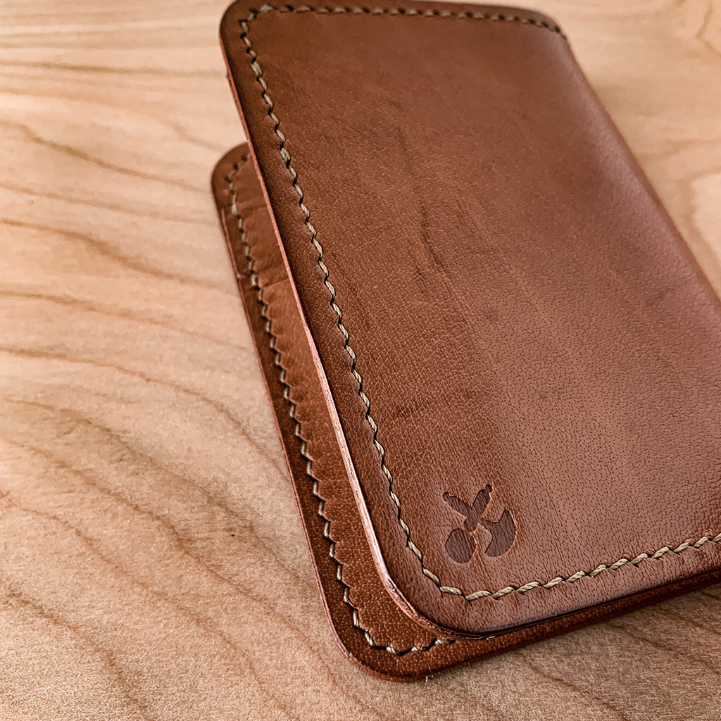 Leather Vertical Bifold Card wallet | British Tan