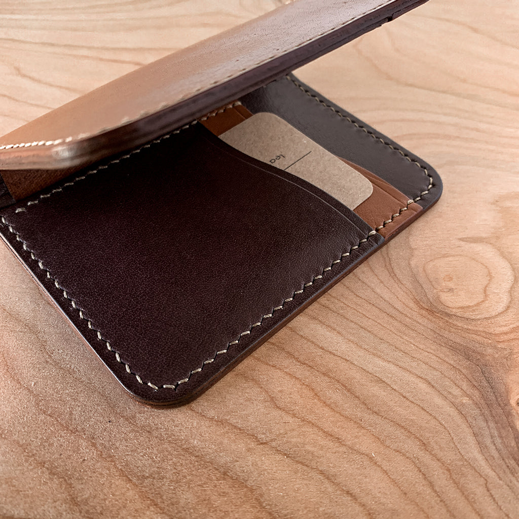 Leather Vertical Bifold Card wallet | Dark Brown